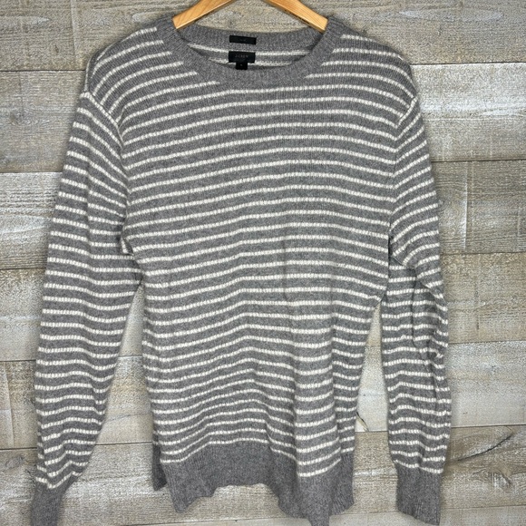 J. Crew Other - J Crew merino wool blend grey striped mens sweater scoopneck large